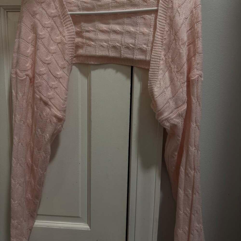 SHEIN Pink Sweater Print Shrug